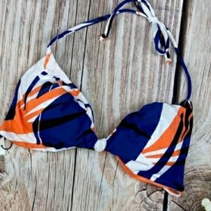 Bikini Lab orange, Blue and White Triangle top